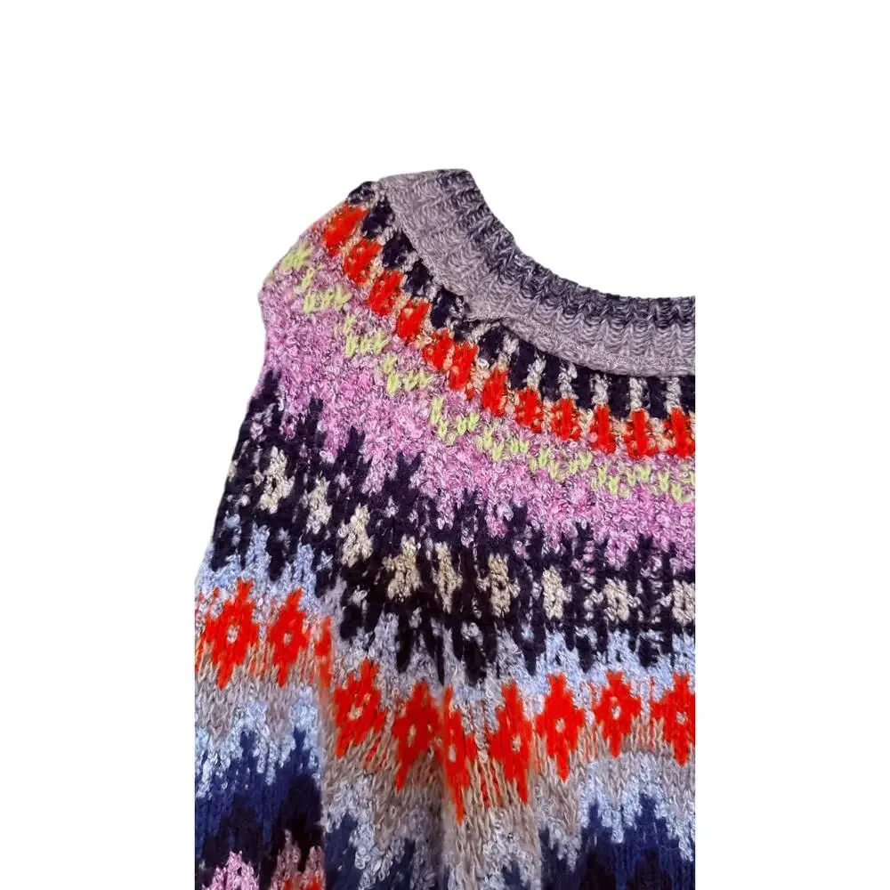 Free People REVOLVE Home For The Holidays Fair Isle Puff Sleeve Sweater Medium